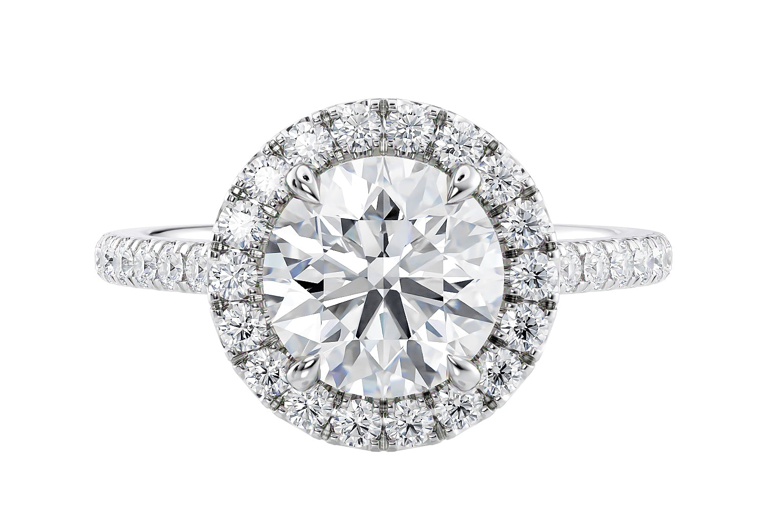 halo style engagement ring white gold