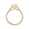 2ct oval solitaire with diamond band engagement ring gold side view.