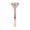 2ct oval solitaire with diamond band engagement ring rose gold end view.