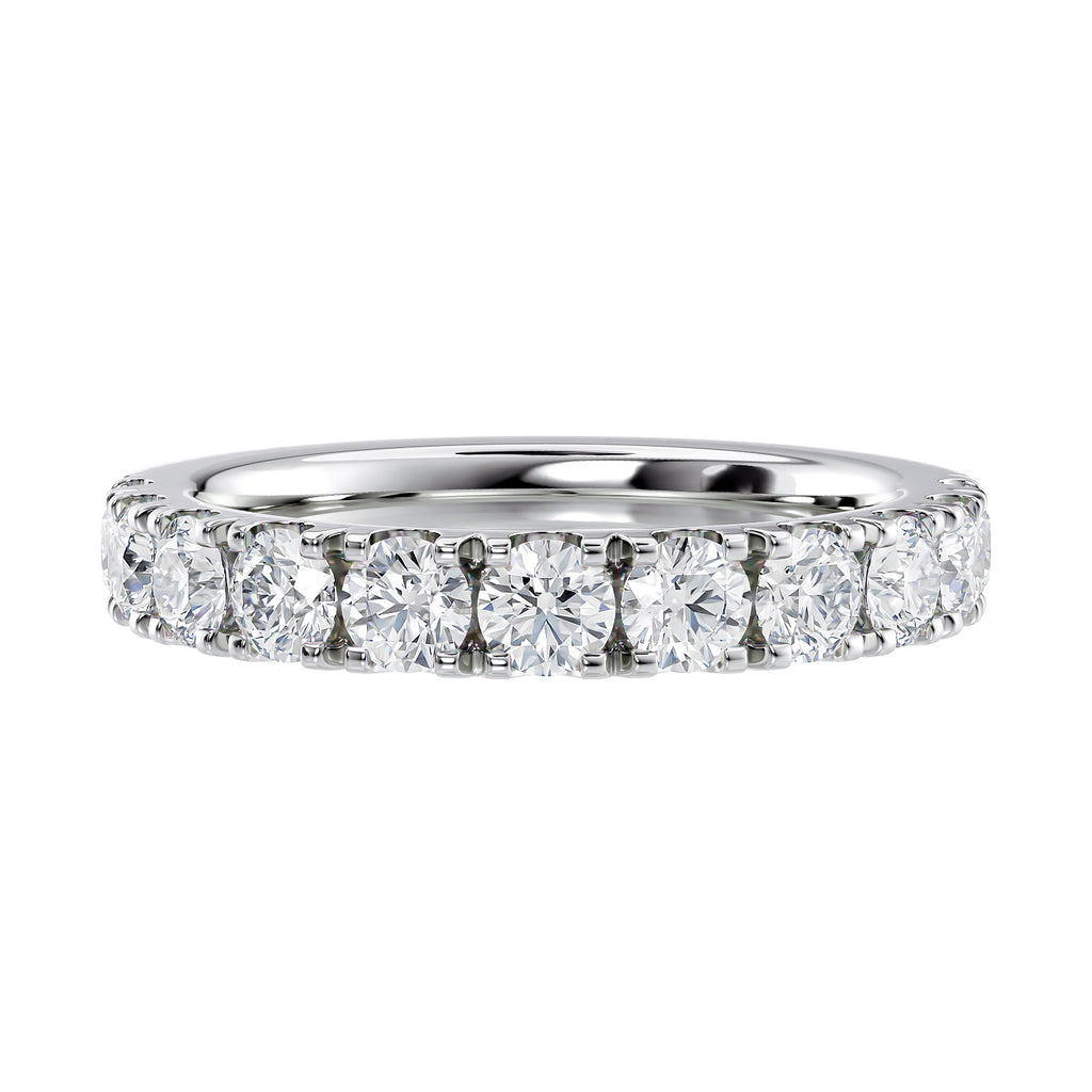 18ct white gold diamond set wedding band front view.