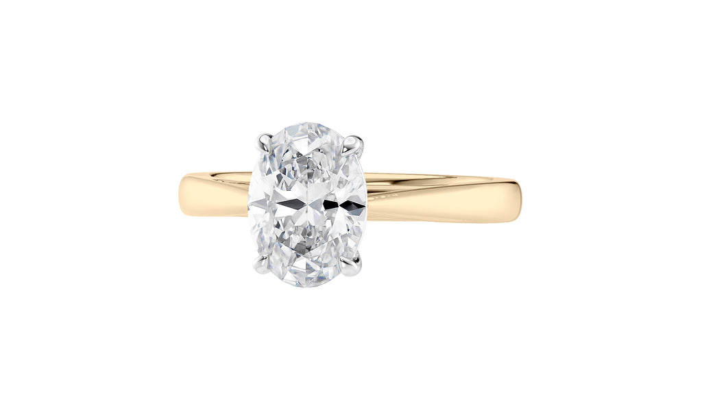 Oval Solitaire Tapered Band Diamond Engagement Ring