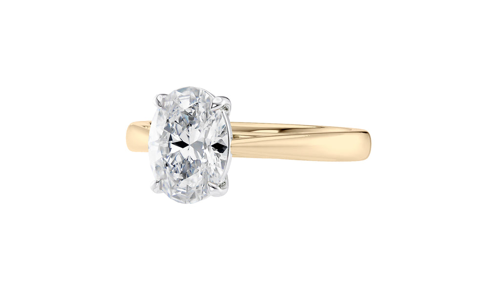 Oval Solitaire Tapered Band Diamond Engagement Ring