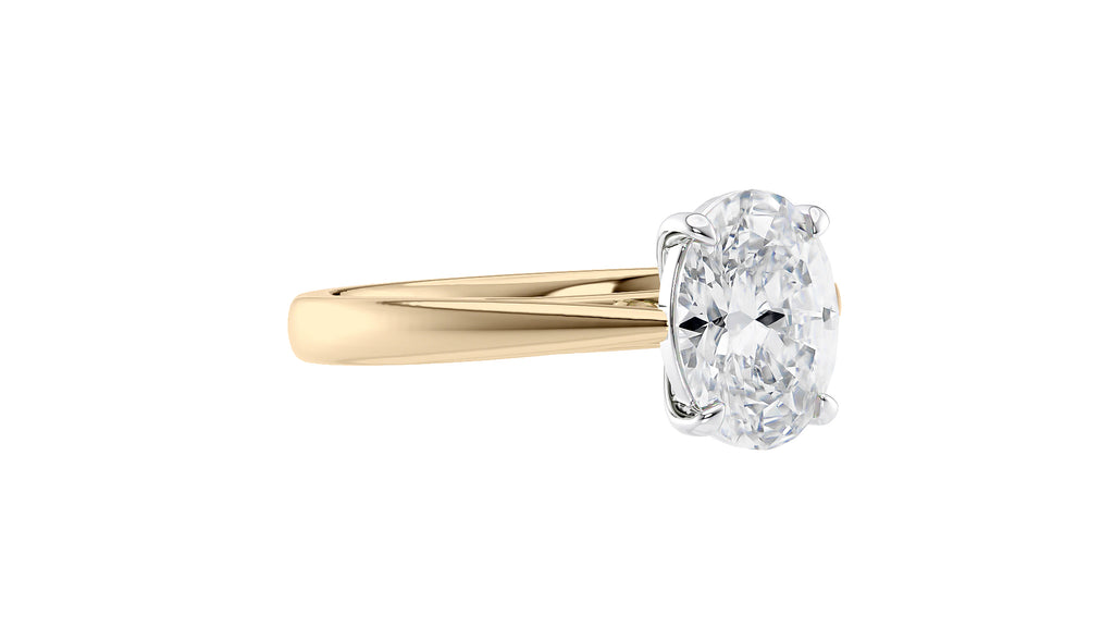 Oval Solitaire Tapered Band Diamond Engagement Ring