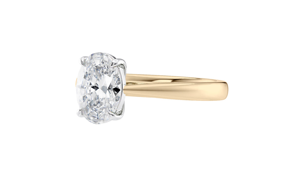 Oval Solitaire Tapered Band Diamond Engagement Ring