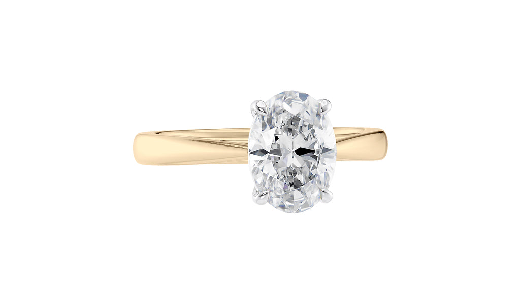 Oval Solitaire Tapered Band Diamond Engagement Ring