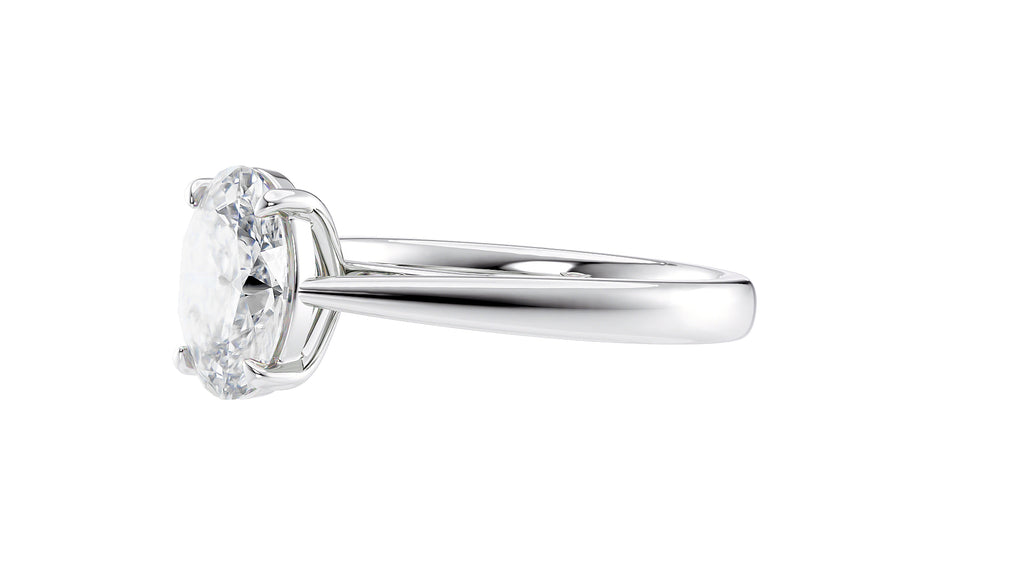 Oval Solitaire Tapered Band Diamond Engagement Ring