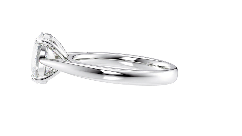 Oval Solitaire Tapered Band Diamond Engagement Ring