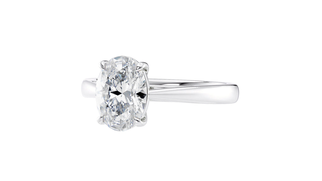 Oval Solitaire Tapered Band Diamond Engagement Ring