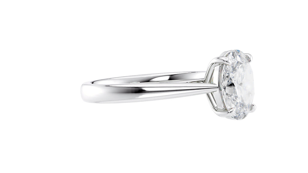 Oval Solitaire Tapered Band Diamond Engagement Ring