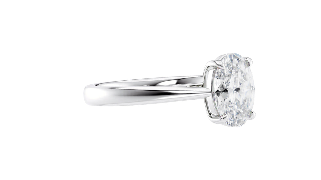 Oval Solitaire Tapered Band Diamond Engagement Ring
