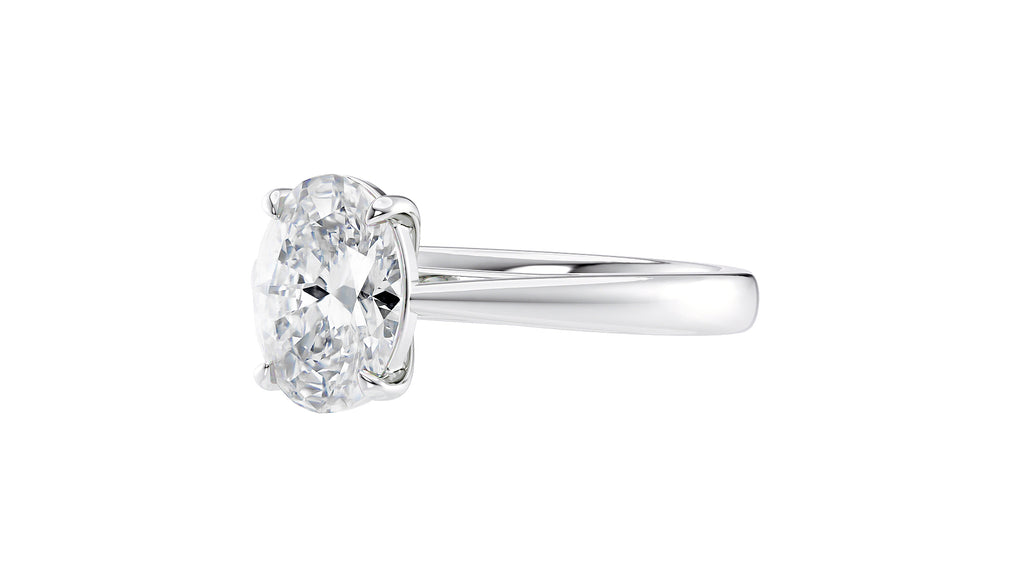 Oval Solitaire Tapered Band Diamond Engagement Ring