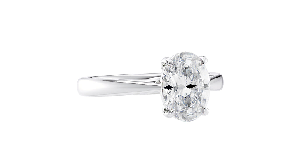 Oval Solitaire Tapered Band Diamond Engagement Ring