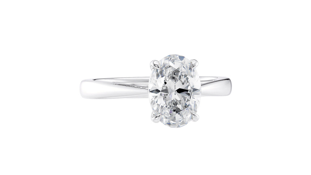 Oval Solitaire Tapered Band Diamond Engagement Ring