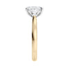 1 carat emerald cut with pear cut sides diamond engagement ring 18 carat gold end view.