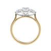 1 carat emerald cut with pear cut sides diamond engagement ring 18 carat gold side view.
