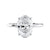 Slim white gold band oval solitaire engagement ring front view.