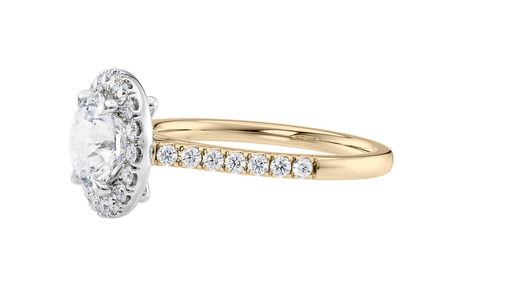 Round Halo Classic Diamond Band Engagement Ring