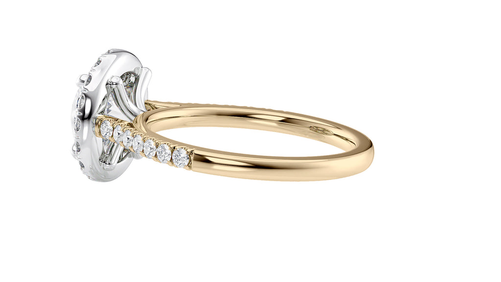Round Halo Classic Diamond Band Engagement Ring