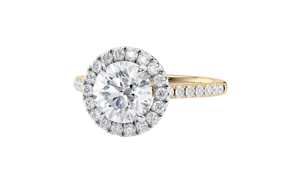 Round Halo Classic Diamond Band Engagement Ring