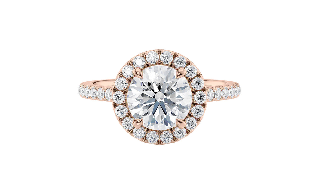Round Halo Classic Diamond Band Engagement Ring