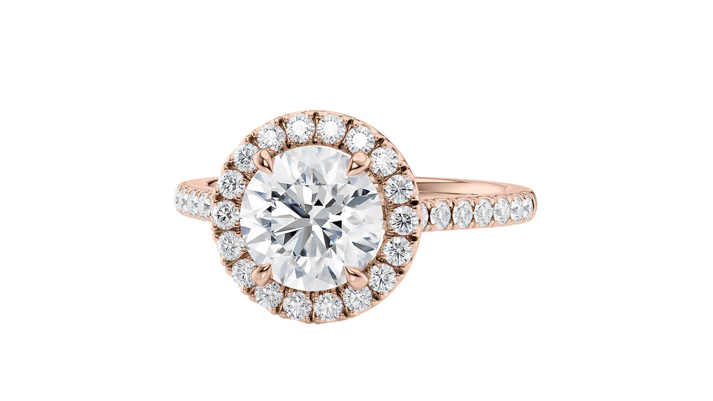 Round Halo Classic Diamond Band Engagement Ring