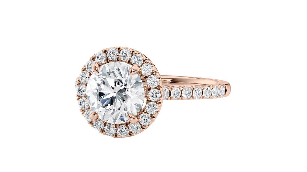 Round Halo Classic Diamond Band Engagement Ring