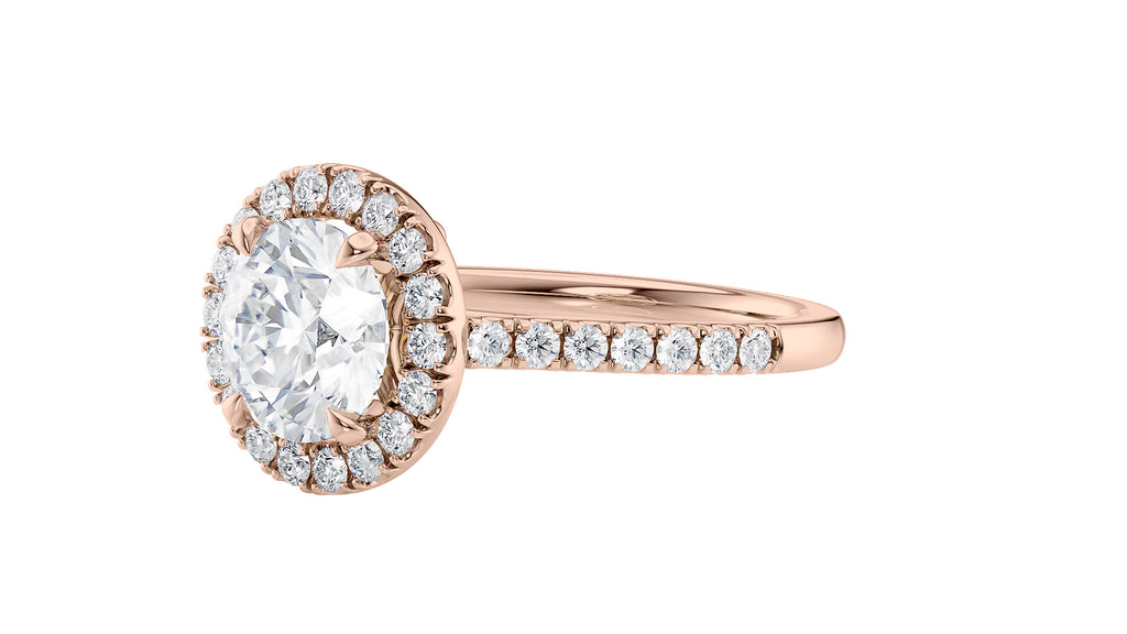 Round Halo Classic Diamond Band Engagement Ring
