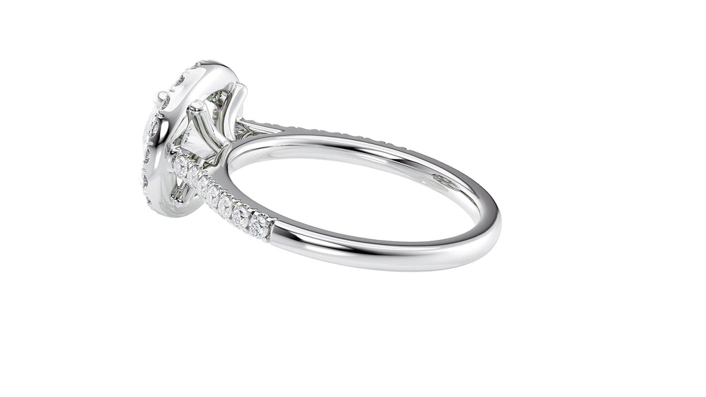 Round Halo Classic Diamond Band Engagement Ring