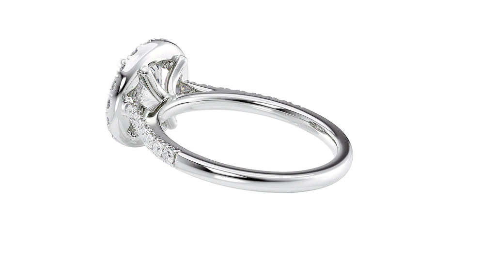 Round Halo Classic Diamond Band Engagement Ring