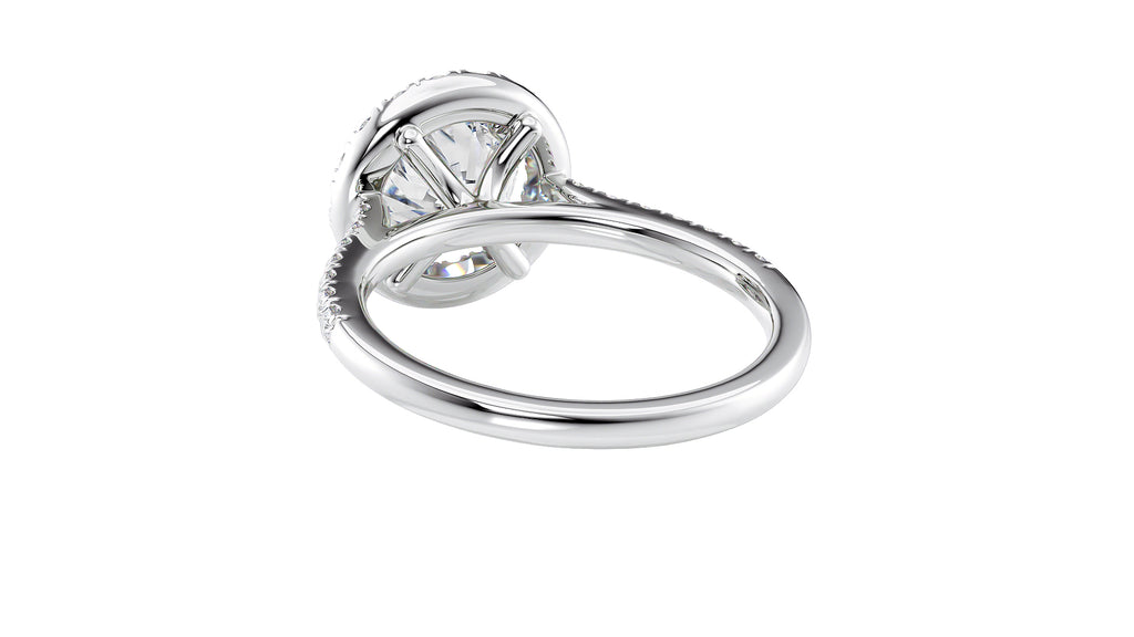 Round Halo Classic Diamond Band Engagement Ring