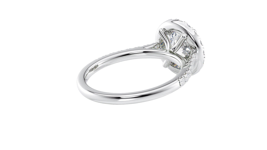 Round Halo Classic Diamond Band Engagement Ring