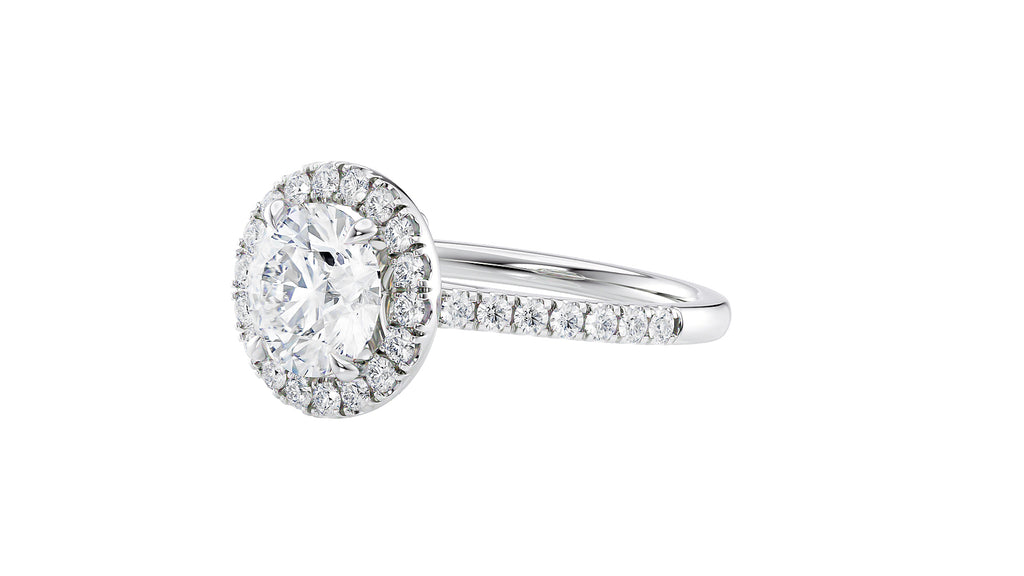 Round Halo Classic Diamond Band Engagement Ring