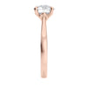 Laboratory grown round diamond engagement ring rose gold end view.