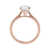 Laboratory grown round diamond engagement ring rose gold side view.