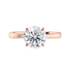Laboratory grown round diamond engagement ring rose gold front view.