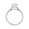 Lab grown diamond round engagement ring white gold side view.