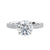Round natural diamond white gold tapered band engagement ring front view.