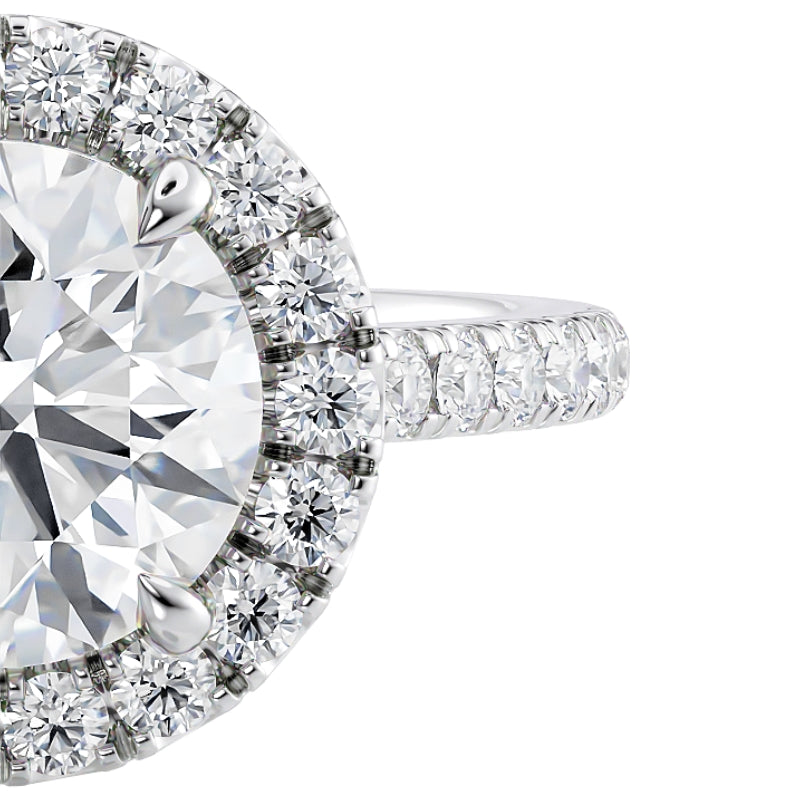 1 carat lab created oval diamond halo engagement ring.