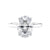 2 carat oval diamond engagement ring with hidden halo detail white gold front view.