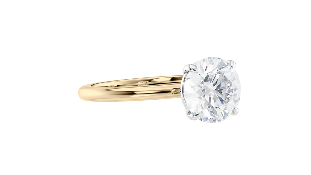 Round Solitaire Slim Band Diamond Engagement Ring