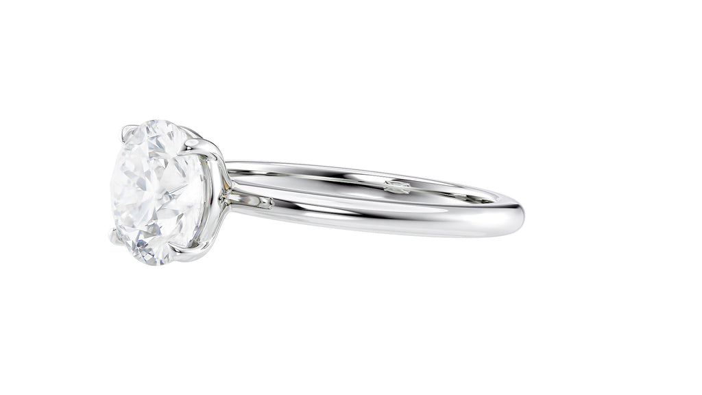 Round Solitaire Slim Band Diamond Engagement Ring