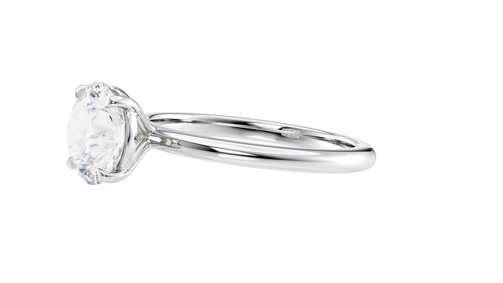 Round Solitaire Slim Band Diamond Engagement Ring
