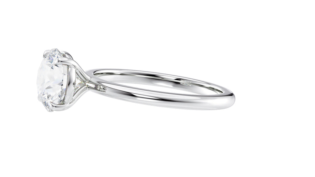 Round Solitaire Slim Band Diamond Engagement Ring