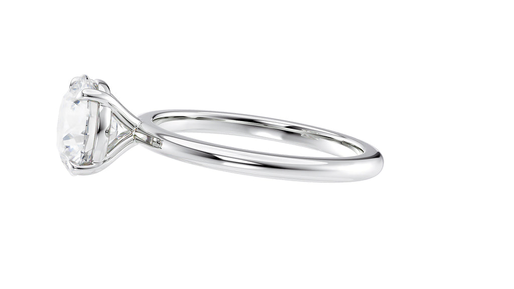 Round Solitaire Slim Band Diamond Engagement Ring
