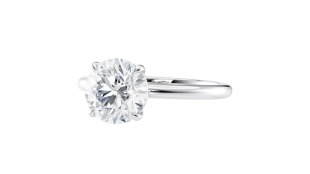 Round Solitaire Slim Band Diamond Engagement Ring