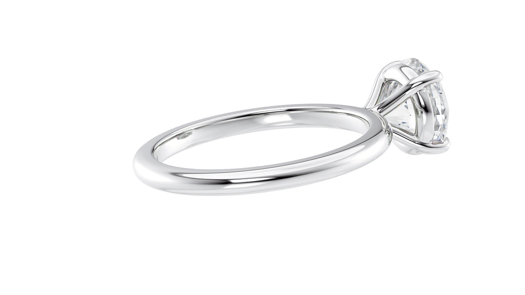 Round Solitaire Slim Band Diamond Engagement Ring