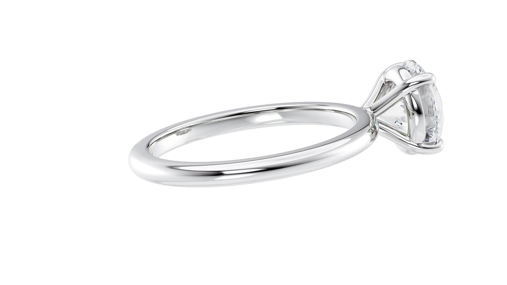 Round Solitaire Slim Band Diamond Engagement Ring