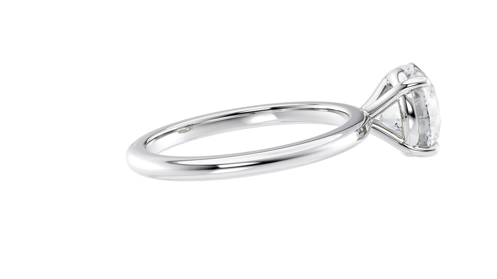 Round Solitaire Slim Band Diamond Engagement Ring