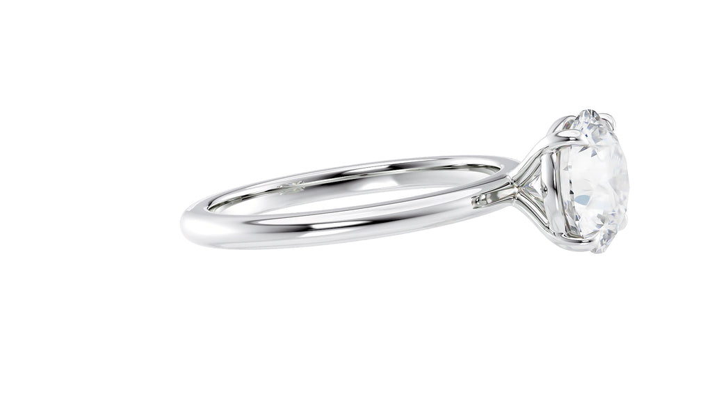 Round Solitaire Slim Band Diamond Engagement Ring