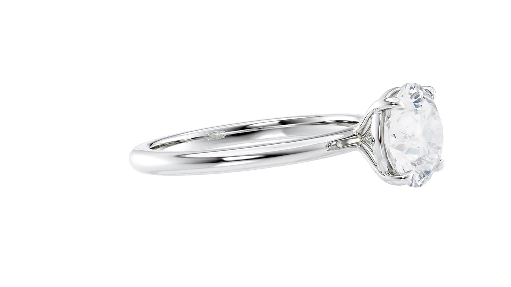 Round Solitaire Slim Band Diamond Engagement Ring
